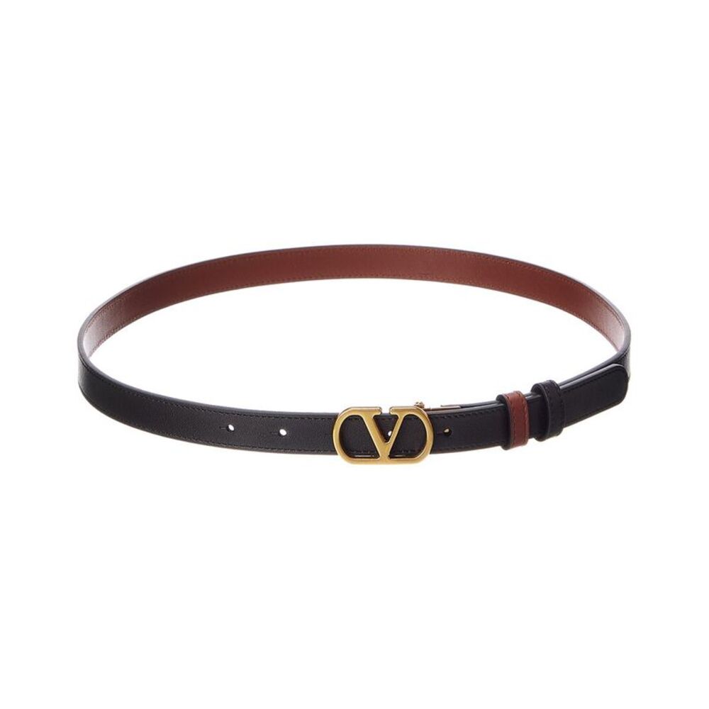 Valentino Vlogo Signature Reversible Leather Belt, Black